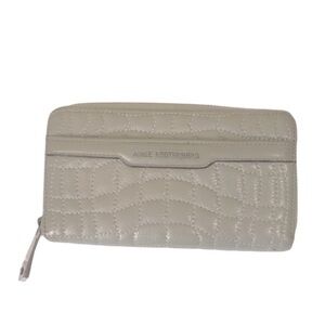 Aimee Kestenberg Quilted Leather Zippy Wallet Folio Zip Coin Embossed Clutch Bag